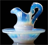 PRESSED PANELED TOY EWER AND BASIN, strong fiery