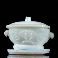 PRESSED LACY SMALL TOY COVERED TUREEN, opal