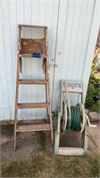 5’ wood ladder, hose reel