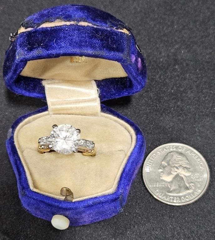 Pretty Nevada Silver GP & CZ Ring Sz 5 1/4 in Box