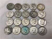 (20) 40% Silver Kennedy Half Dollars, 1966-68