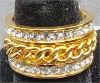 5 New CZ Eternity Costume Gold Chain Spinner Ring