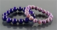 2 Assorted Chinese Lapis and Agate Bracelets