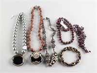 6 Assorted Chinese Stone Necklaces and Bracelet