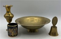 Lot Of Brass Including Bowl, Bell, Vase & More
