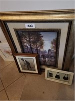 LOT FRAMED WALL PICTURES & LILIA PAINTING