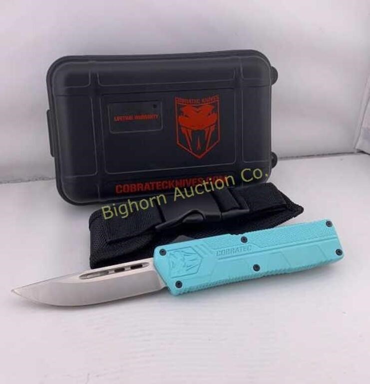 New CobraTec Out The Front Knife Mint Blue