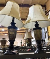 Pair of Faux Marble Vase Lamps