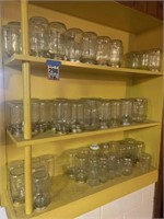 Large assortment of canning jars, pints and quarts