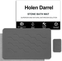 HolenDarrel Diatomaite Stone Bath Mat, Deep Grey