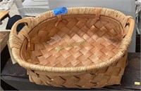 Wooden handle woven gathering basket 21x18x10