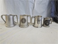 4 Pewter Mugs
