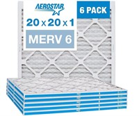 Aerostar 20x20x1 MERV 6 Pleated Air Filter, AC Fur