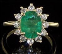 14kt Gold 3.31 ct Oval Emerald & Diamond Ring