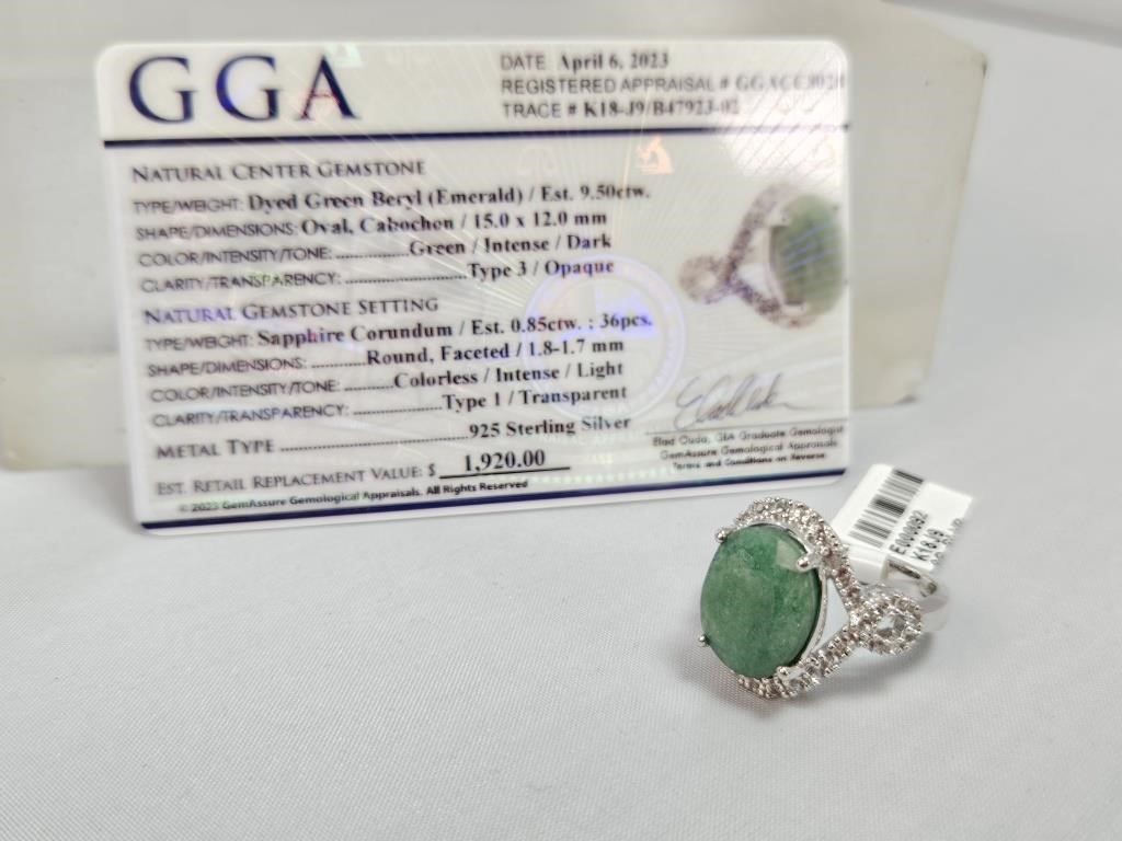 Dyed Green Beryl (Emerald) & Sapphire Corundum