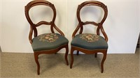 Pair Victorian balloon back side chairs