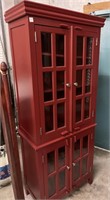 Red 4 Door Glass Front Cabinet 28 w x 16 d x 72 h