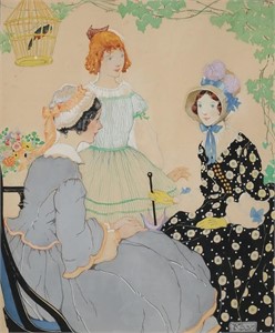 Gertrude Kay Gouache Illustration Three Women