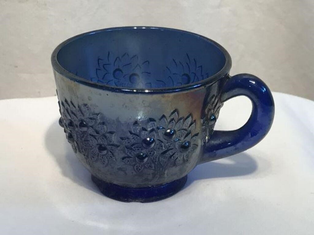 Fenton "Orange Tree" Blue Art Glass Punch Cup