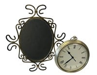 Pottery Barn Clock & Metal Mirror
