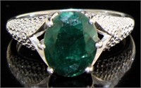 Oval 2.26 ct Natural Emerald & Diamond Ring