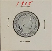 1915 P Barber Silver Quarter