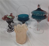 Collection of glass ware and decor