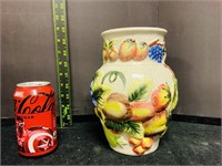 vintage ceramic crackle glaze fruit scenery vase