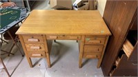 Antique Oak Double Pedestal Desk