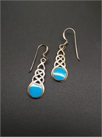 Silver Earrings With Blue Stones