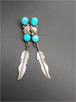 Silver Post Earrings With Turquoise