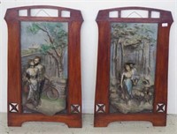 Pair of large art nouveau ceramic plaques