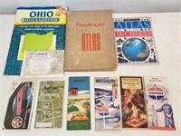 Vintage road maps and atlas