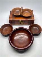 Wooden Salad Bowl Set, Dual Bowl, & Dresser Box
