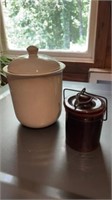 Vintage Brown cheese and butter crock, canister