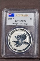 2014-P S$1 Wedge tailed Eagle PCGS MS70