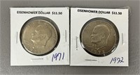 1971 & 1972 Eisenhower Dollar Coins