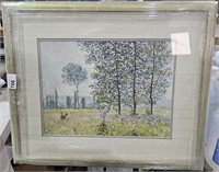 Framed & Matted Copy of Art - Monet Style Lady &