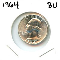 1964 Washington BU Silver Quarter