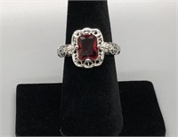 Beautiful Vintage Style Ruby And Silver ring