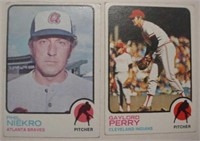 Two 1973 Topps baseball cards: Gaylord Perry
