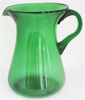 Green Glass Pitcher - 8.5" tall