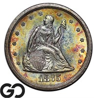 1875-S Twenty Cent Piece, Near Gem BU, RAINBOW!