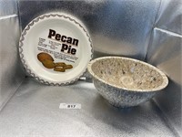TEXAS WARE BOWL AND PECAN PIE GLASS DISH