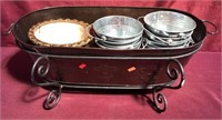 Decorative Metal Tub On Stand With Small Buckets
