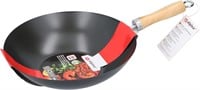 Wok Stainless Steel Pan with Wooden Handle 10"