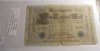 German Reichs Bank Note 1000 Mark, Green Seal