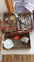 3 boxes vintage kitchen utensils