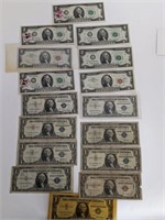 16 US Vintage Paper Currency Bills