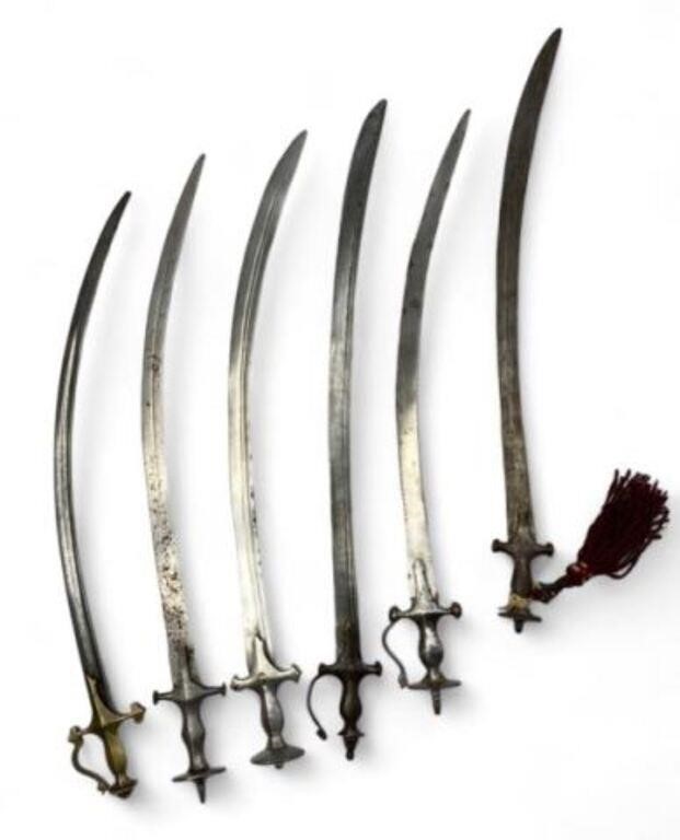Lot of 6 Old Swords from India - 1 Sawtooth.